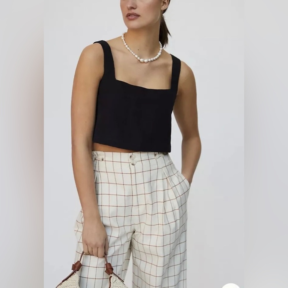 ANTHROPOLOGIE PORRIDGE LINEN TANK SIZE L COLOR BLACK NWT